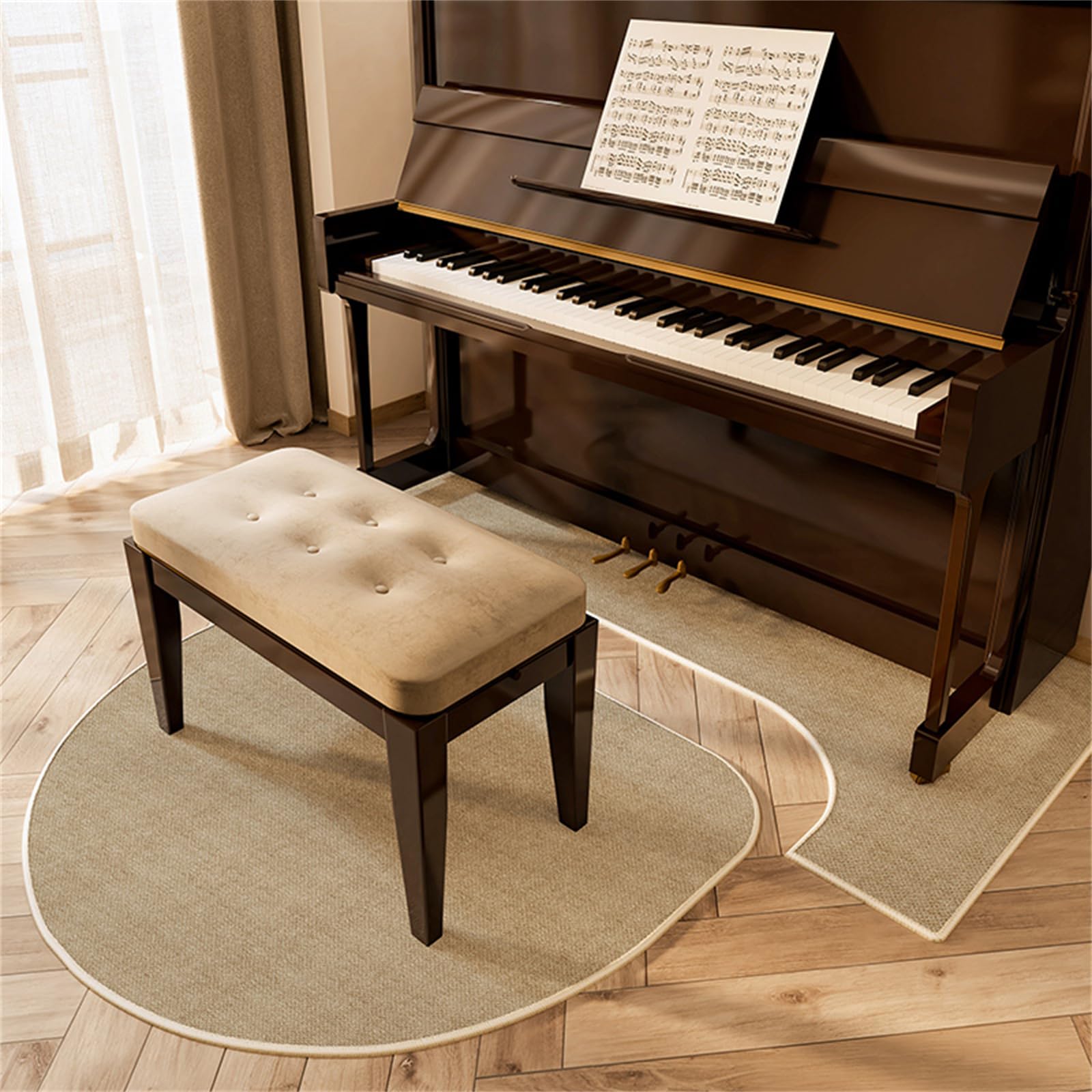 Piano Carpet Noise Reduction Rug,Upright Pianos Floor Mats, Acoustic/Noise Reduction/Shock Absorption/Thermal Insulation Carpet, Sound-Absorbing Noise-reducing Piano Stool Mat(Color:Ginger yellow,)