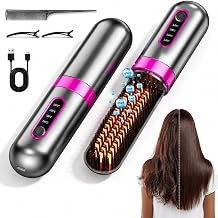 Cordless Hair Straightener Brush, Go Brush Pro for Short Hair, 4 Temperature Settings, Fast Heat, MCH Ceramic Care, 4000mAh Rechargeable Portable Travel Styling Tool for WomenGray