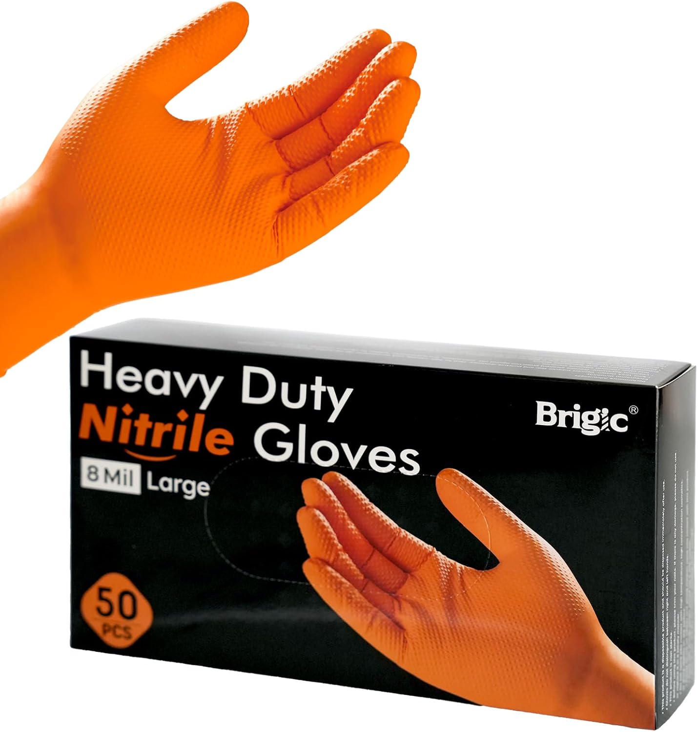 Orange Disposable Nitrile Gloves, 50/100 Count, Latex-Free, Heavy-Duty for Kitchen, Cleaning & Industrial Use