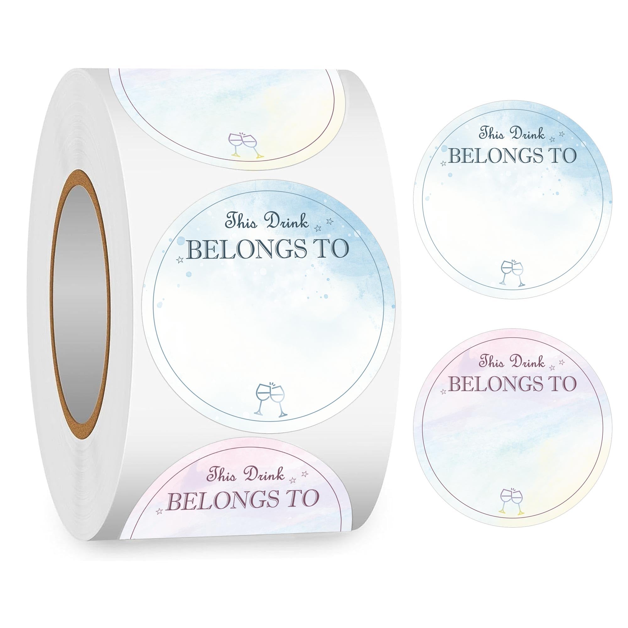 Watercolor Drink Stickers This Drink Belongs to Stickers 2 Inch-Fill in Drink Labels Cup Marker Label for Wedding, Birthday Party, Anniversary, Bridal Shower 600Pcs
