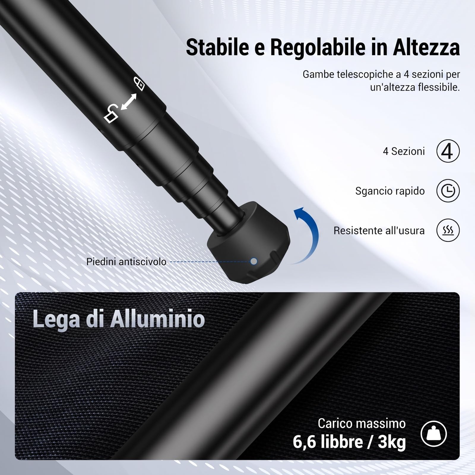 NEEWER BASICS Monopiede Treppiede Fotocamera da 145cm con Piastra QR Arca Testa Sfera Porta Telefono, Tripod da Viaggio Compatto e Portatile per iPhone DSLR Videocamera Video Streaming, Max 3kg, TP68