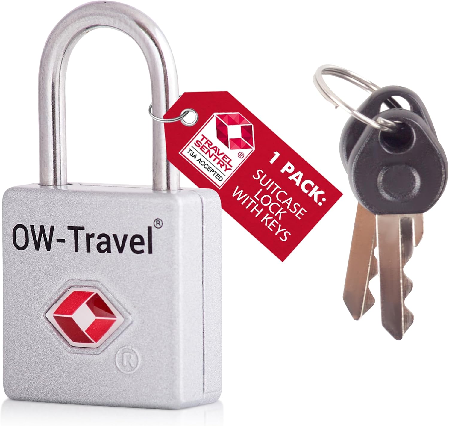 OW-Travel Cadenas Clé TSA pour Valise. Cadenas Clef Antivol pour Bagages Casier Rangement Tente Camping. Cadenas USA. Accessoires de Voyage Avion.Verrou a Cle Valise 1 Argent