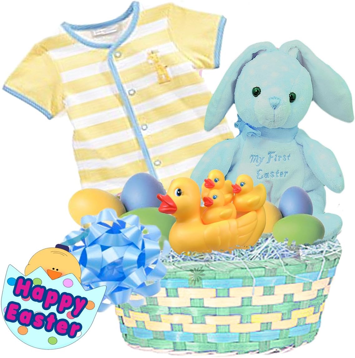 Lil Bunnies "Baby's First Easter" Baby Boy's Easter Basket, Blue, Size: 3-6 months