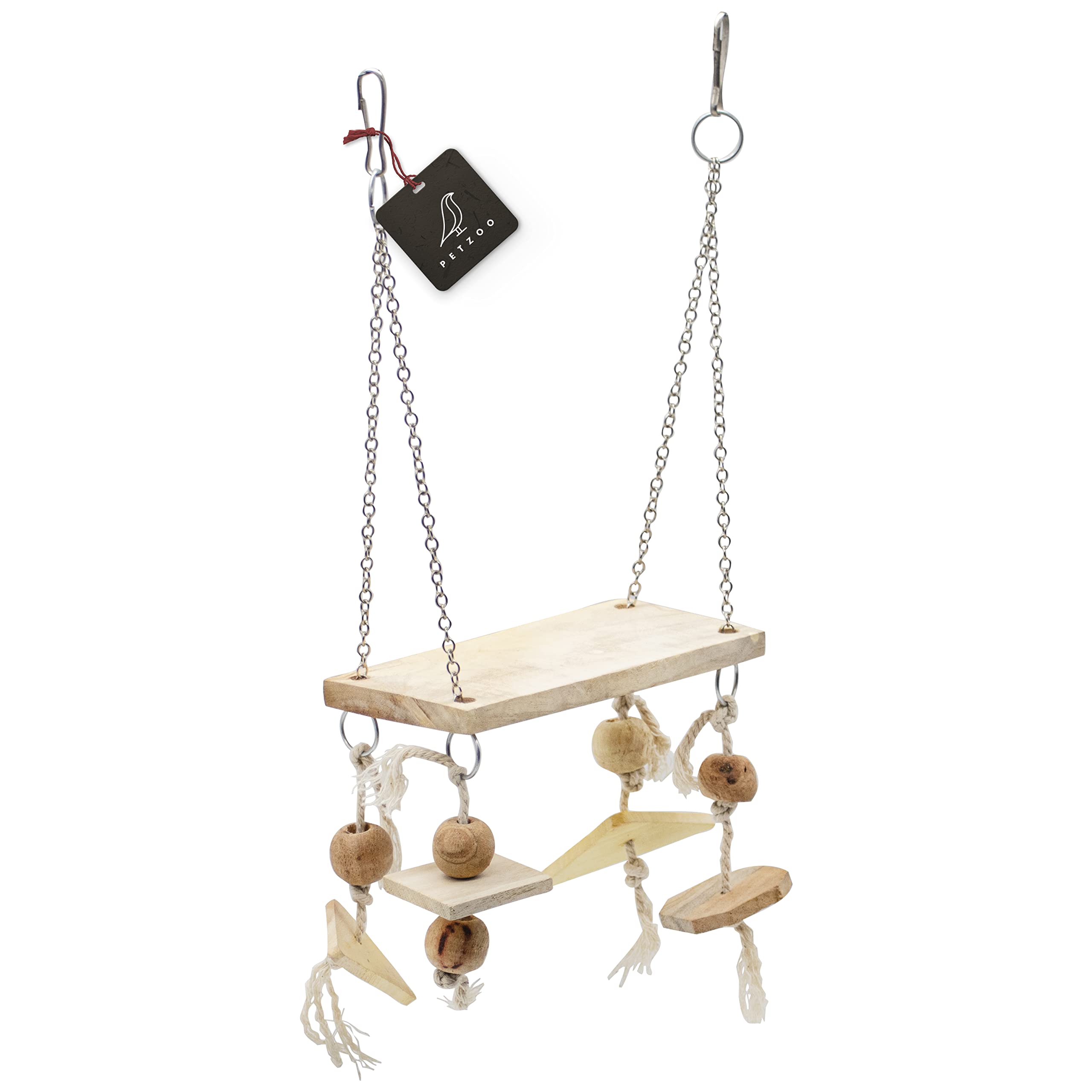PETZOO Wooden Swing Geometrical Shapes Playful Perch for Bird Cage Resting Toy for Parrots, Finches, Budgies, Love Birds, Parrots, Conure, African Grey, Cockatiels (B0BRG84ZY9) Amazon Price History, Amazon Price Tracker