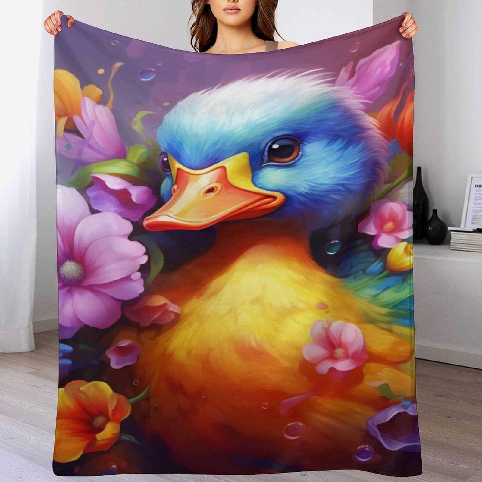Manta de pato suave de forro polar para regalar a familiares en invierno