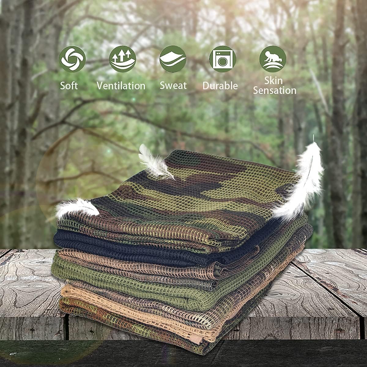 WINWAY Sniper Veil Camo Scarf Double Printing Tactical Military Camouflage Mesh Scarves for Hunting Shooting Wild Photography : Sports & Outdoors