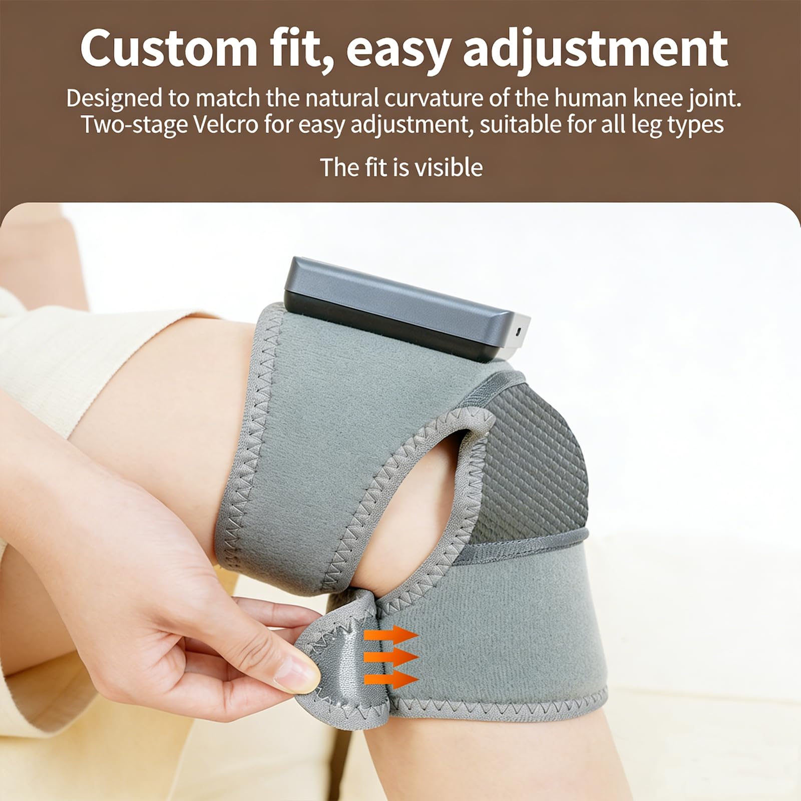 Masajeador de rodilla inalámbrico con calefacción con vibración y calor de luz roja, 5 modos de calor y 3 modos de masaje, calentamiento rápido, batería de 5000 mAh, ajuste cómodo para rodilla, hombro