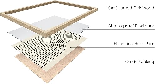 Miniatura 2 de HAUS AND HUES Arte bohemio para pared enmarcado, arte bohemio, arte de impresión geométrica, decoración geométrica para pared (marco beige de 12 x