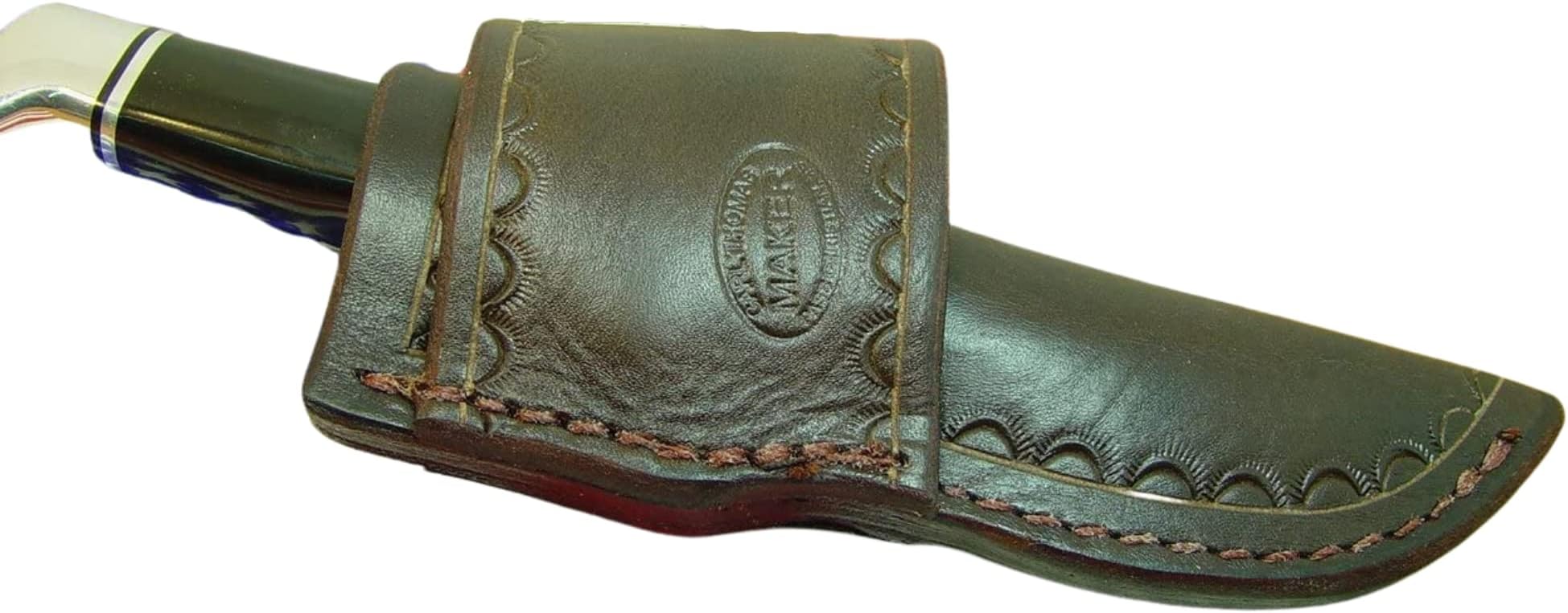 Cross Draw Knife Sheath for Buck 103 Knife, Leather Fixed Blade Knife Holder, Dyed Dark Brown