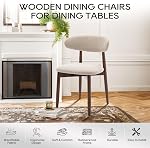 COLAMY Wooden Dining Chairs Set of 4, Modern Fabric Upholstered Kitchen Side Chairs, Farmhouse Dining Room Chair with Foot Pegs, Beige