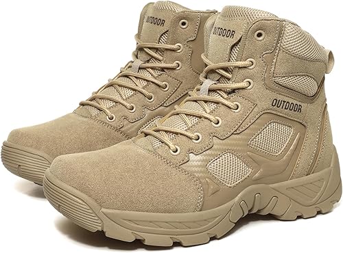 Miniatura 3 de Eliogn Botas de entrenamiento para hombre, zapatos de senderismo, tácticas, militares, para combate, al aire libre, botas de trabajo