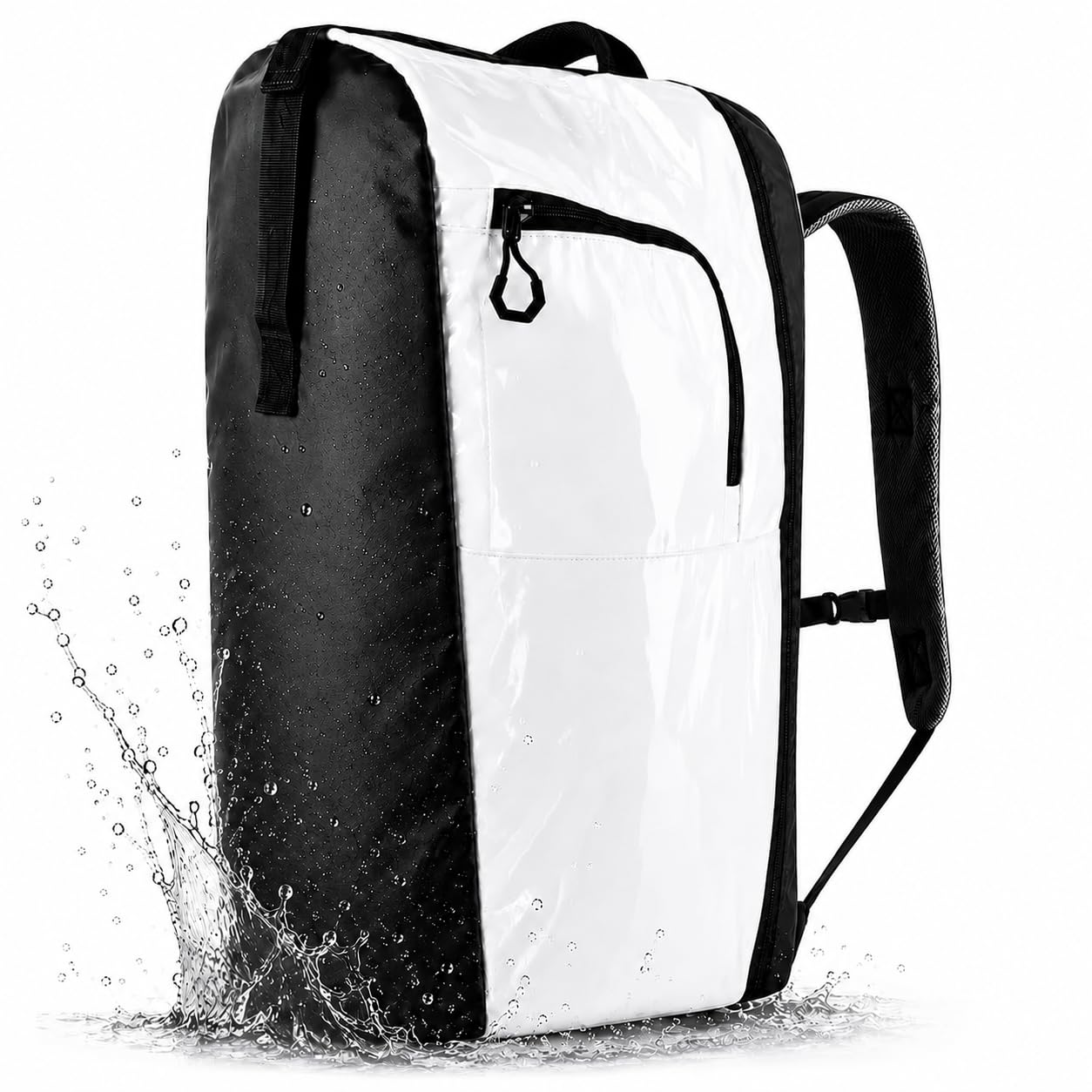 Zaino per la spesa, grande telone, 40 l, perfetto per la spesa/come sacco a pressione per bicicletta, impermeabile, per uomo e donna, portata fino a 20 kg (V2/nero/bianco)