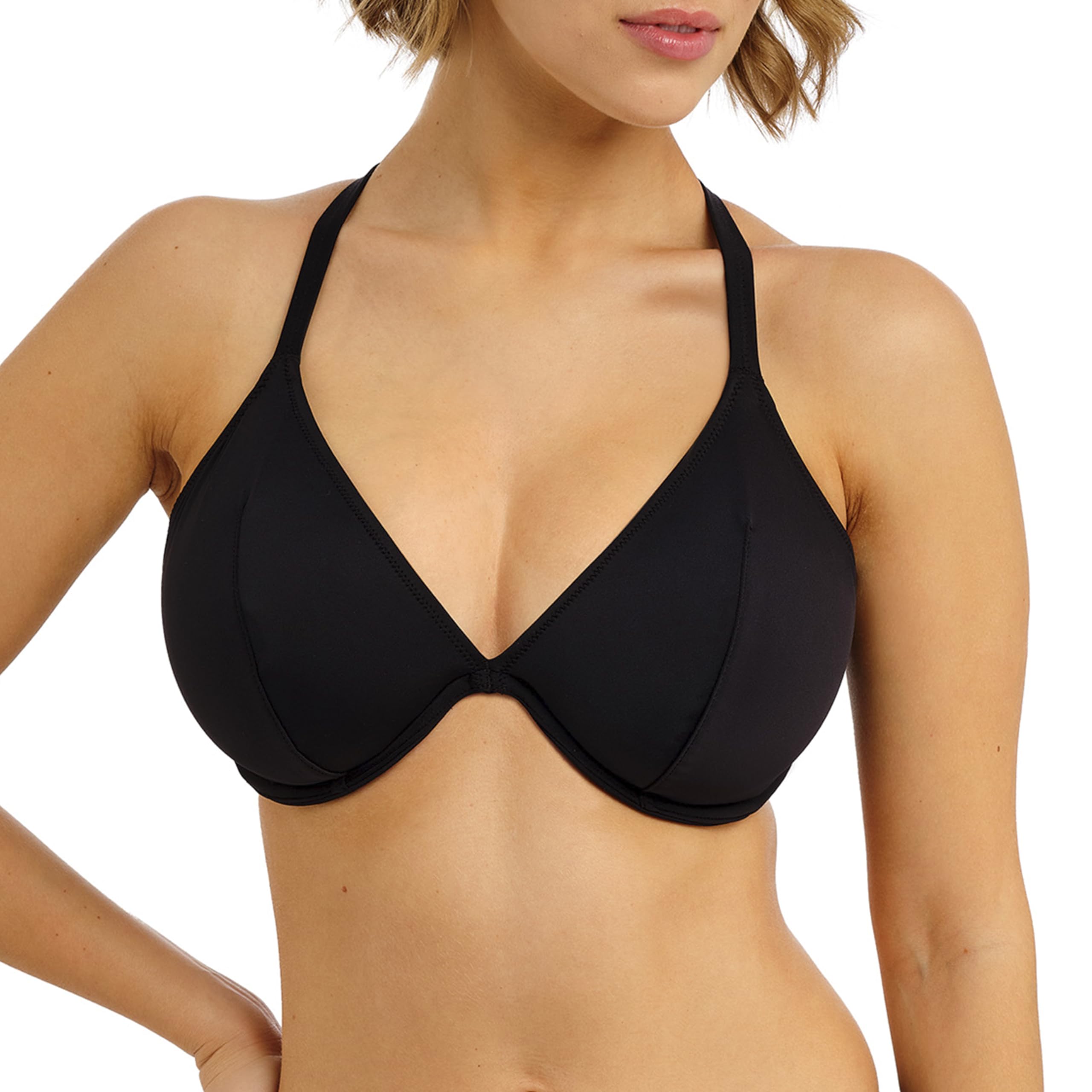 Freya Swim Women's Jewel Cove Underwire Plunge Bikini Top, Plain Black, 36E