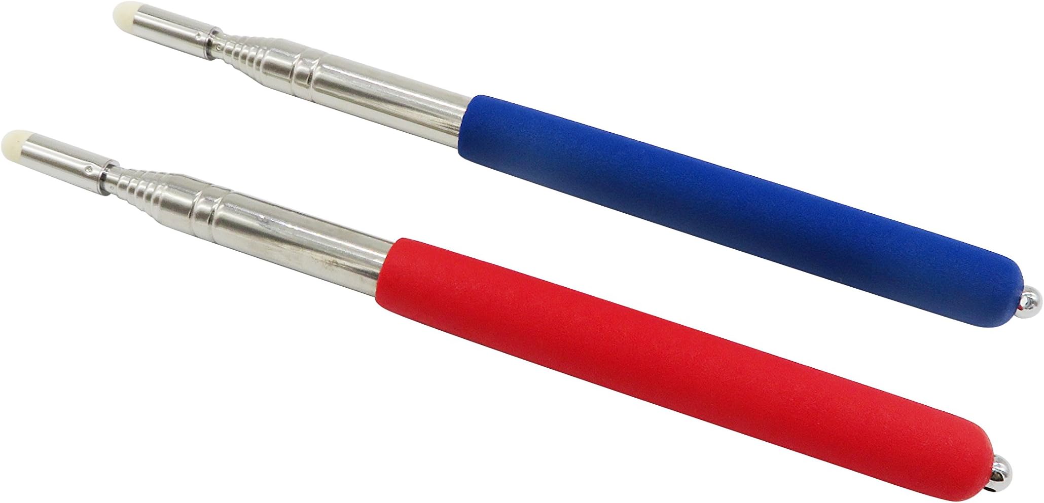 Telescopic Pointer Pen Teachers Pointers Stick Hand Baton Teaching Presentation Telescoping Extendable Pointer Handheld Presenter Retractable Leader Pens for Classroom Whiteboard Blue&Red,2Pcs