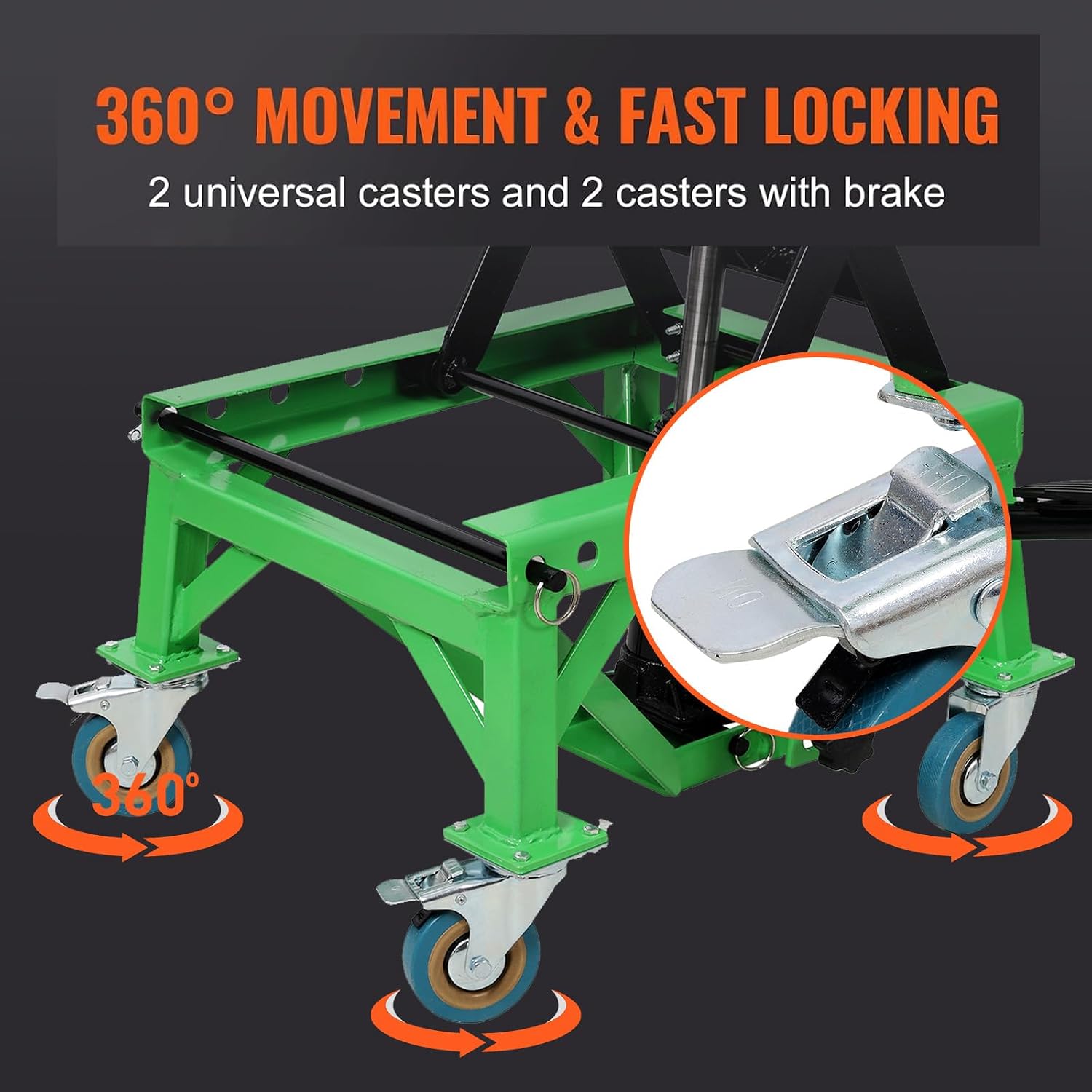Hydraulic Motorcycle Lift Table,350 LBS Heavy Duty Ultra-Stable Jack Stand Fit for Dirt Bike ATV Bike, Jack Lift Foot Step with Deck, J-Hooks, 4 Wheels (Green)