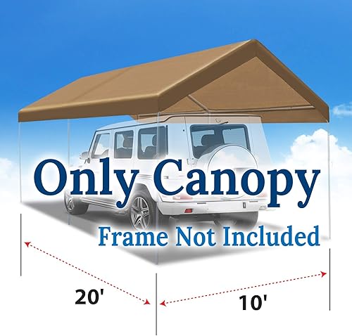 Miniatura 6 de BenefitUSA Canopy ONLY Toldo de repuesto de 10 x 20 pies, para exteriores, cubierta de lona con bolas elásticas (bronceado)