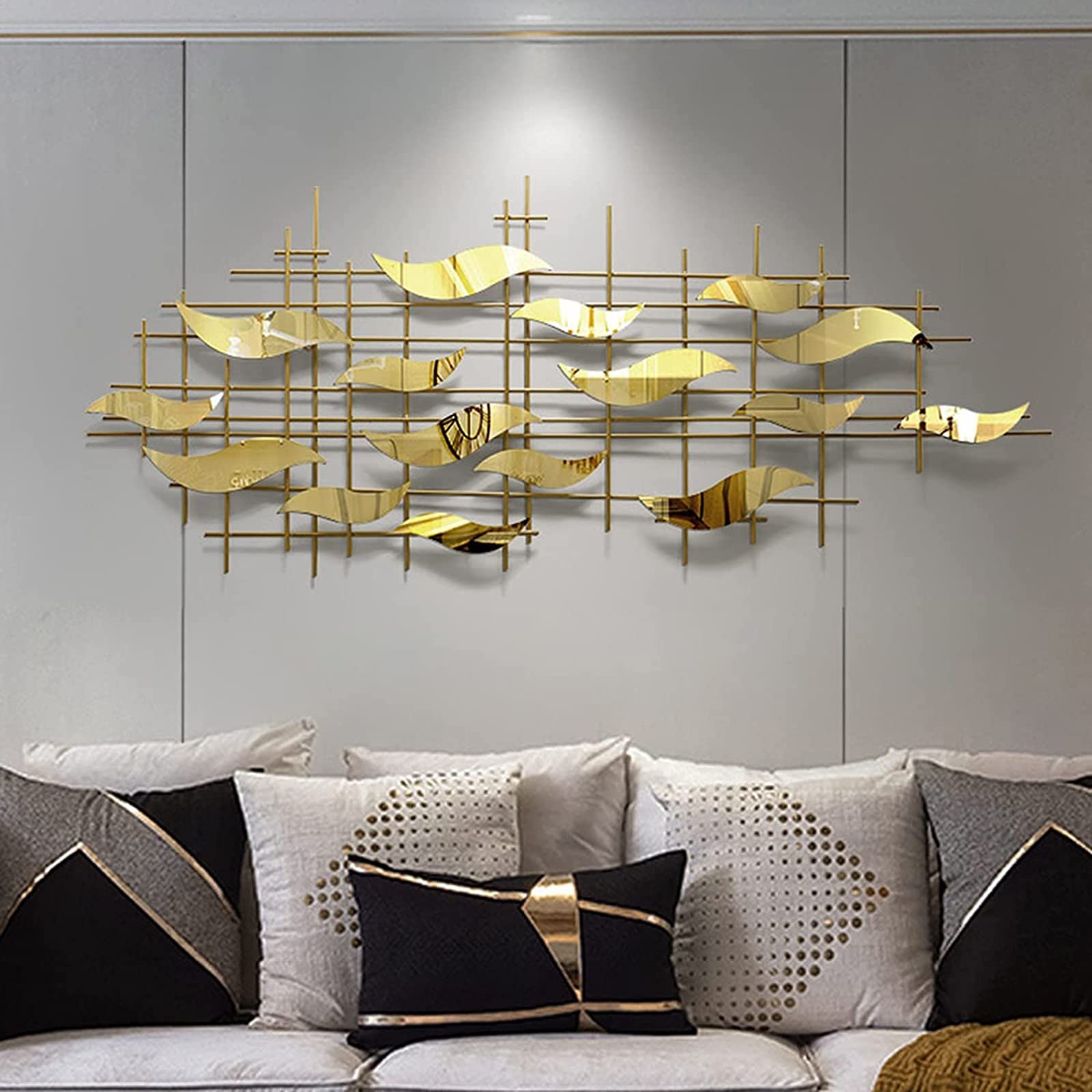 ZRB Metal Wall Decor, Metal Wall Art for Living Room Sofa Background Three-Dimensional Wall Decoration Study Wall Hangings