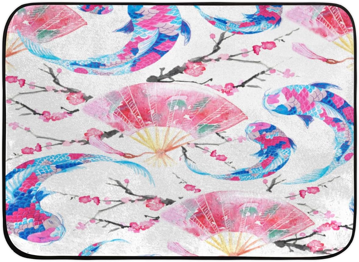 5 x 7 feet Pattern with Japanese Carp Super Soft Area Rug for Kids Baby Nursery, Kids Girls Nursery Soft Rug Home Decor Rug, Fuzzy Rugs for Nursery