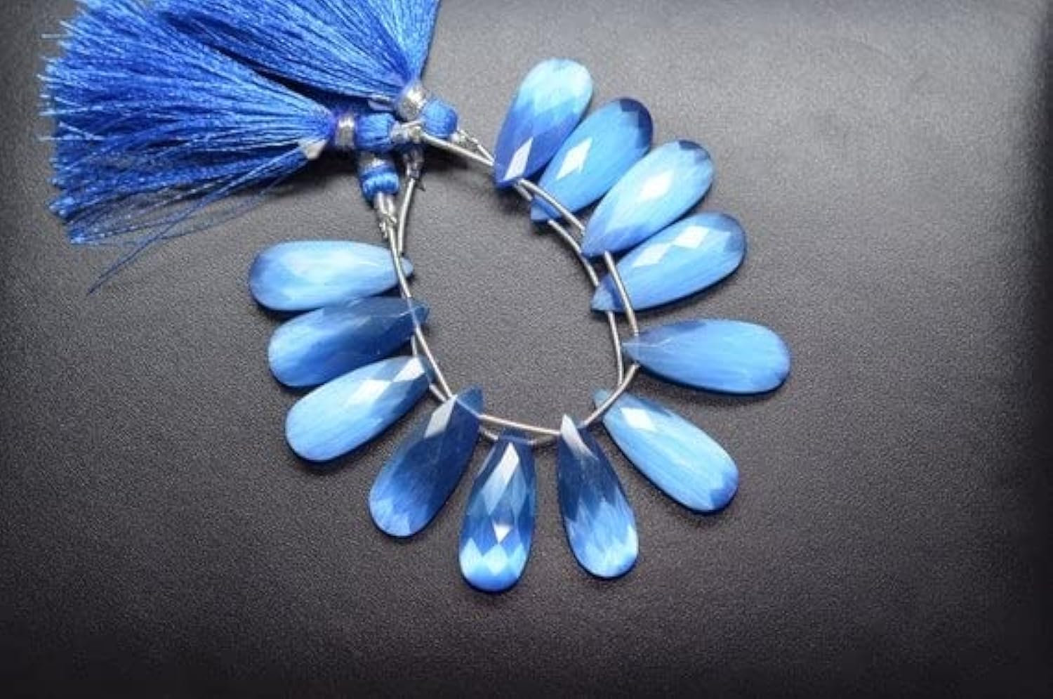 Oeil de Tigre Bleu quartz briolette poire pour création boucle d'oreille LKBEADS