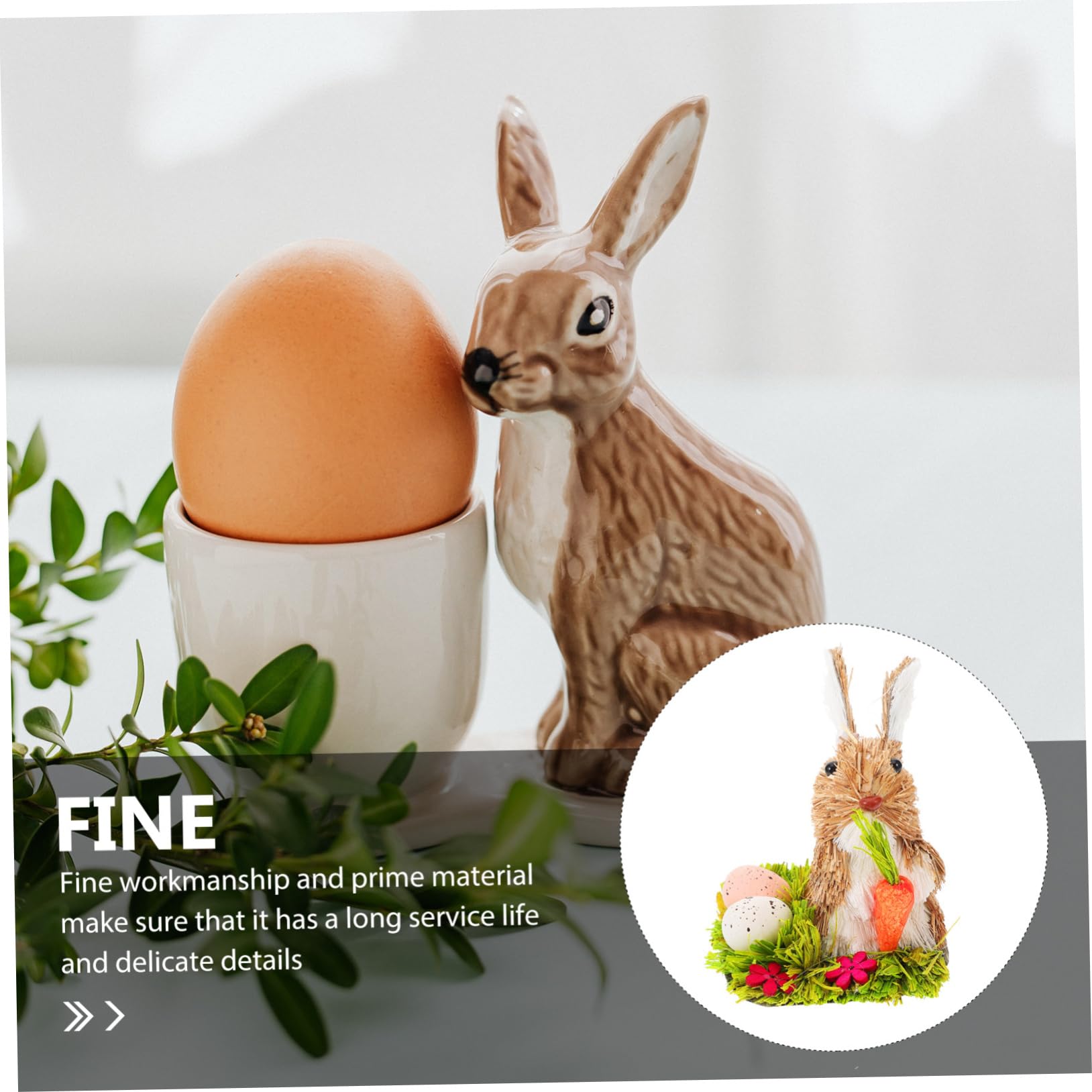ABOOFAN 3 Pz coniglietto di paglia figura di coniglio statua animale da giardino decorazioni casa easter bunny Home decor adornare coniglio pasquale in paglia intrecciata domestico bambino
