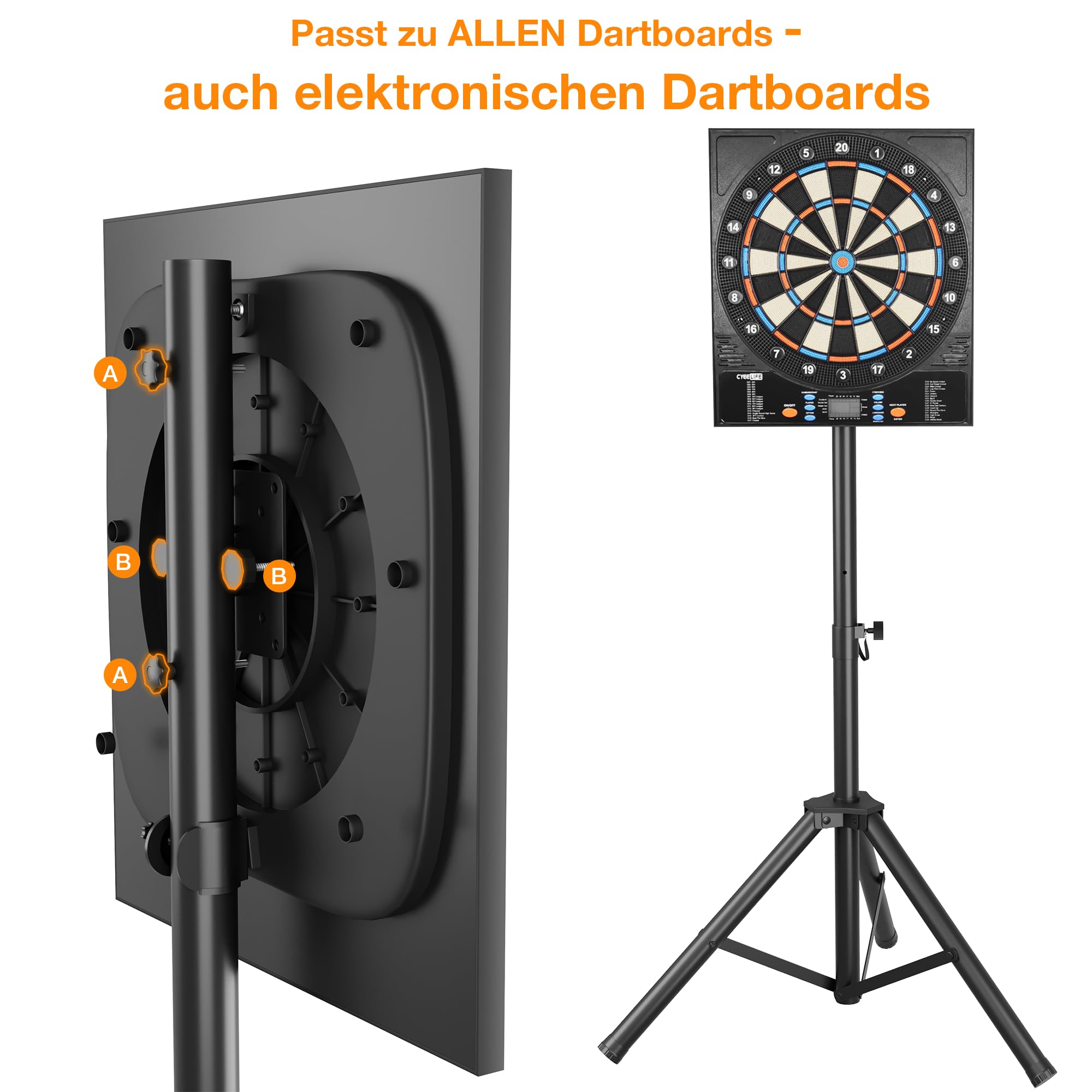 Heavy Duty Dartständer für Dartscheibe mit Tragetasche – Faltbar Dartscheibe Ständer Höhenverstellbar(106-200cm) – Tragbar Ständer für Klassische & Elektronische Dartboards – Extra Stabil