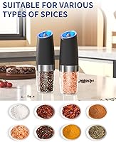 Vista 5 de CIRCLE JOY Gravity Electric Salt and Pepper Grinder Set Automatic Salt and Pepper Grinder Set with LED Light, Battery Operated, Adjustable