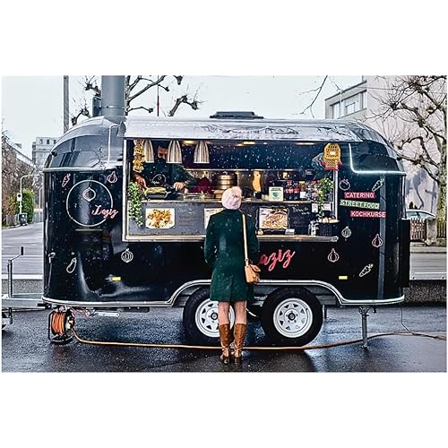 Food Truck Trailers and Food trolleys - Fully Equipped Food Trucks Serving Burritos, Coffee, Grilled Meats, Sandwiches, and hot Dogs, Featuring Stainless Steel workbenches and Sinks.