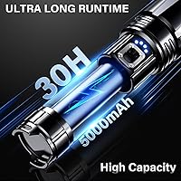 Vista 6 de AKNEAR Linterna LED recargable de 99000 lúmenes altos, linternas súper brillantes con zoom y USB C recargable y 5 modos de luz y IPX-7 impermeable