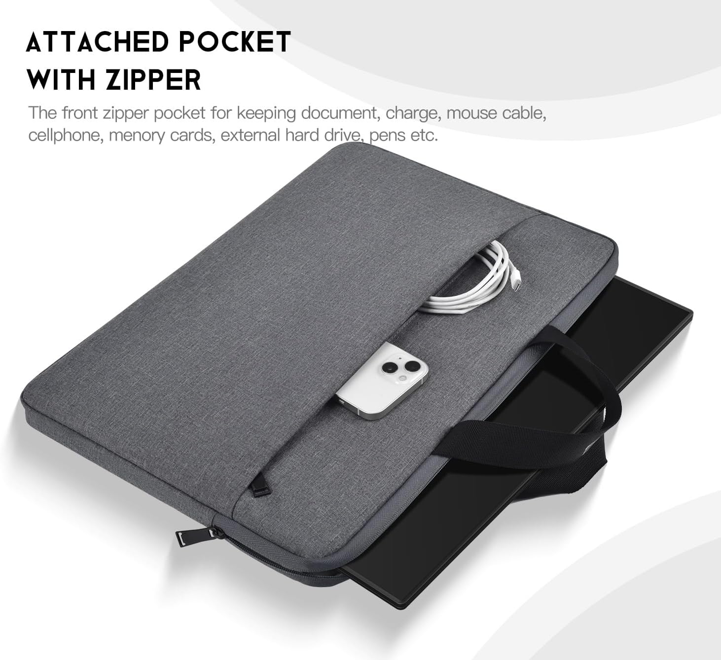 24 Inch Portable Monitor Sleeve, Shockproof Padded Carry Case for 23.8" 24" Large Portable Monitor(W/t Adjustable Stand) Display Cover Bag with Handle Accessory Pocket