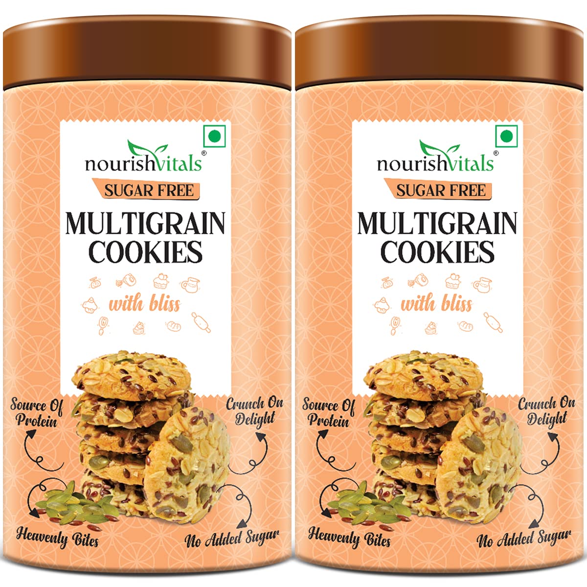NourishVitals Multigrain Sugar Free Cookies, Heavenly Bites, Source of Protein, Crunchy Delights, Genius Snack, No Added Sugar, 120g x Pack Of 2 (B0BHZKZCFH) Amazon Price History, Amazon Price Tracker