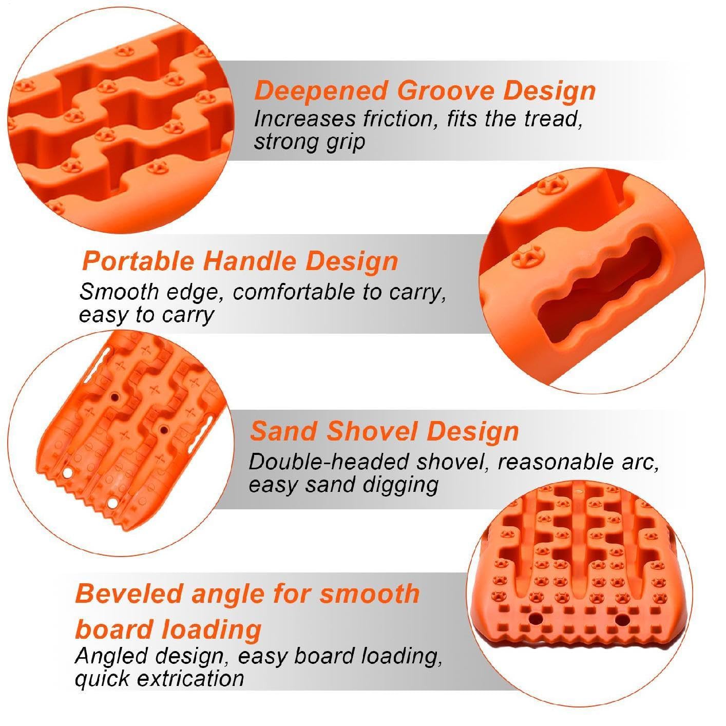 2 Piezas Que Conforman Tablas De Tracción, Tableros De Tracción Todoterreno, 10T, Rastreas De Recuperación De Traccións Escalera De Neumáticos Con Riel, Accesorios Todoterreno Para Are-na(naranja)