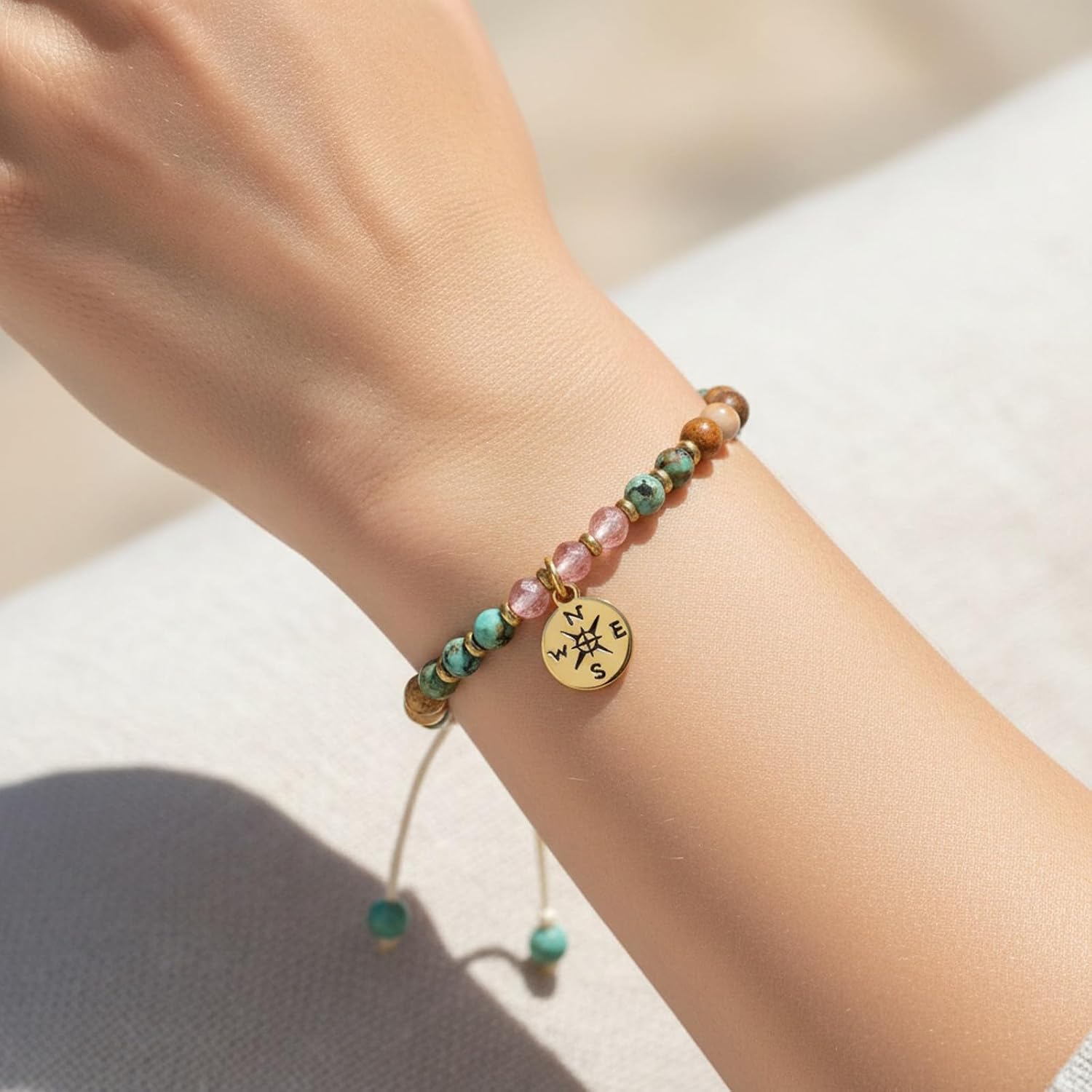 Guide Design Natural Stone Alloy Spacers and Braided Rope Craftsmanship for Stylish Exploration Daily Wear Natural Stone Guide