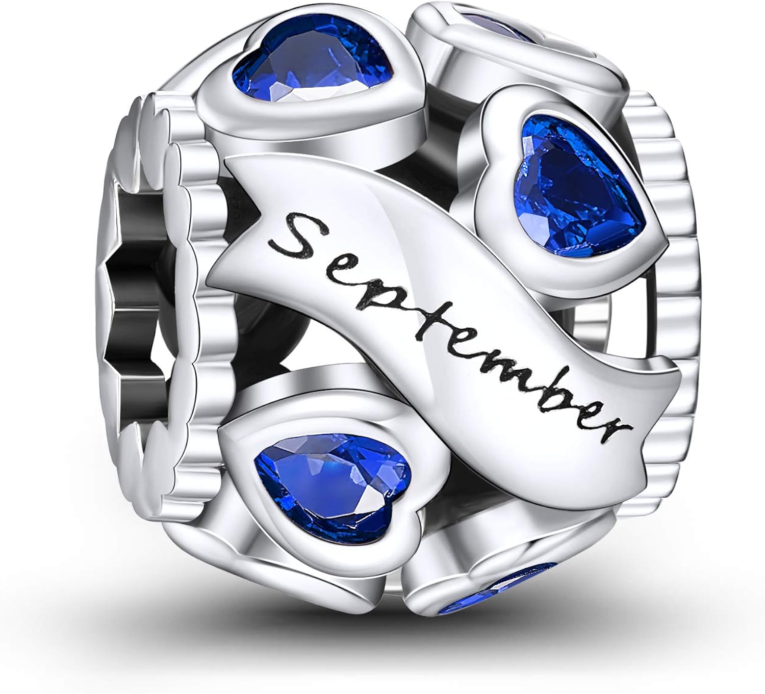 Abalorio de plata de ley 925 con piedra natal de Ningan abalorio de corazón para pulseras y collares regalo de cumpleaños para mujeres y niñas