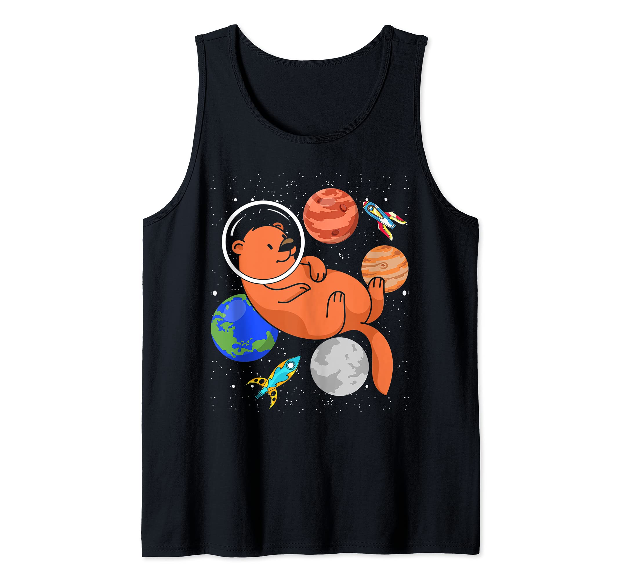 Outer Space Astronaut Giant Otter Planets Animal Sea Otter Tank Top
