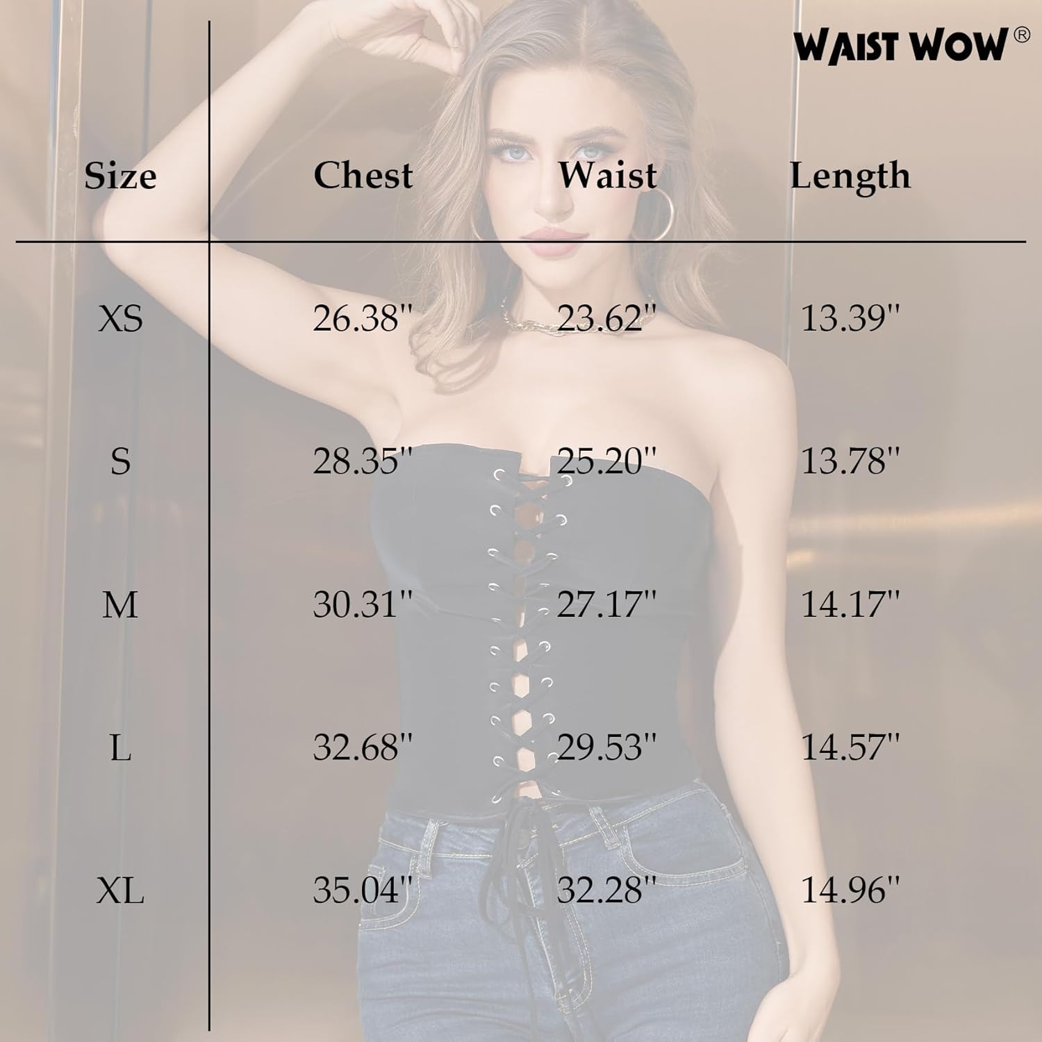 Womens Strapless Tube Tops Stretch Composite PU Leather Crop Top Lace Up Front Bandeau Tank Tops Going Out Corset - Image 6