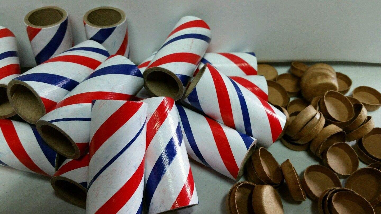 25 M100 Fireworks Pyro Tubes and End Plugs Red/White/Blue 3/4" x 21/8