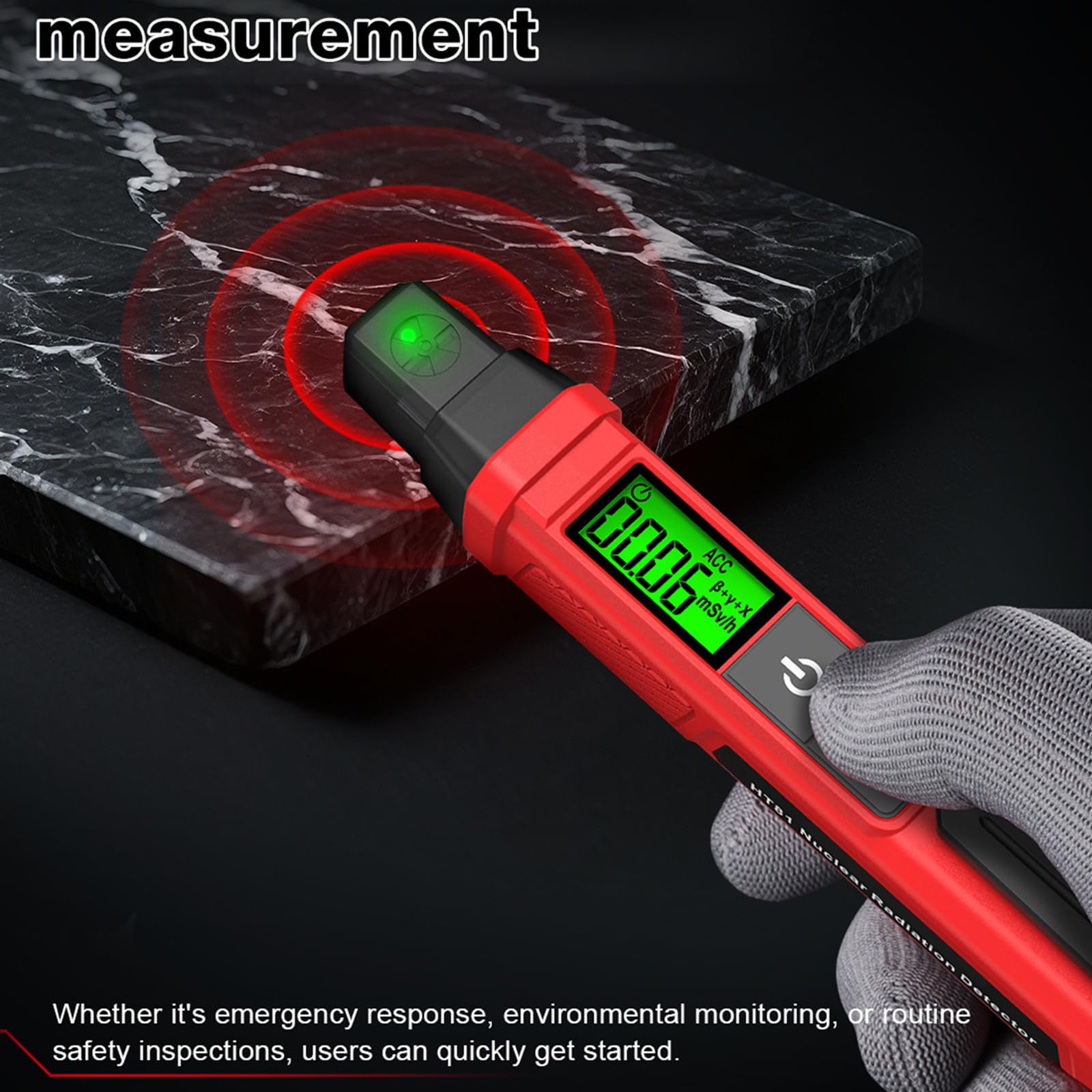 Misuratore rilevamento delle radiazioni piccole dimensioni Lunga durata Custodia in plastica Ideale per sui materiali e controlli sicurezza Misuratore radiazioni Contatore Geigers