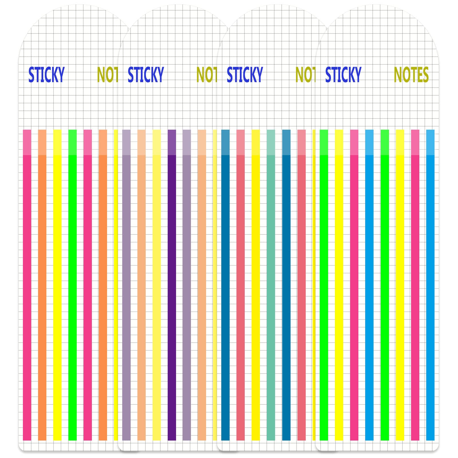 640pcs Índices Adhesivos,Notas Adhesivas,Sticky notes,Marcadores adhesivos,Marcadores de libros,Marcapaginas adhesivos,Sticky tabs,Página larga pestañas transparentes, 4 Set 8 colores,140 * 5mm