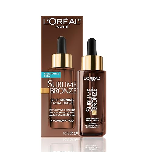 L'Oreal Paris Sublime Bronze Self Tanning Facial Drops with Hyaluronic Acid, Gradual Tan, Fragrance-Free, 1 fl. Oz