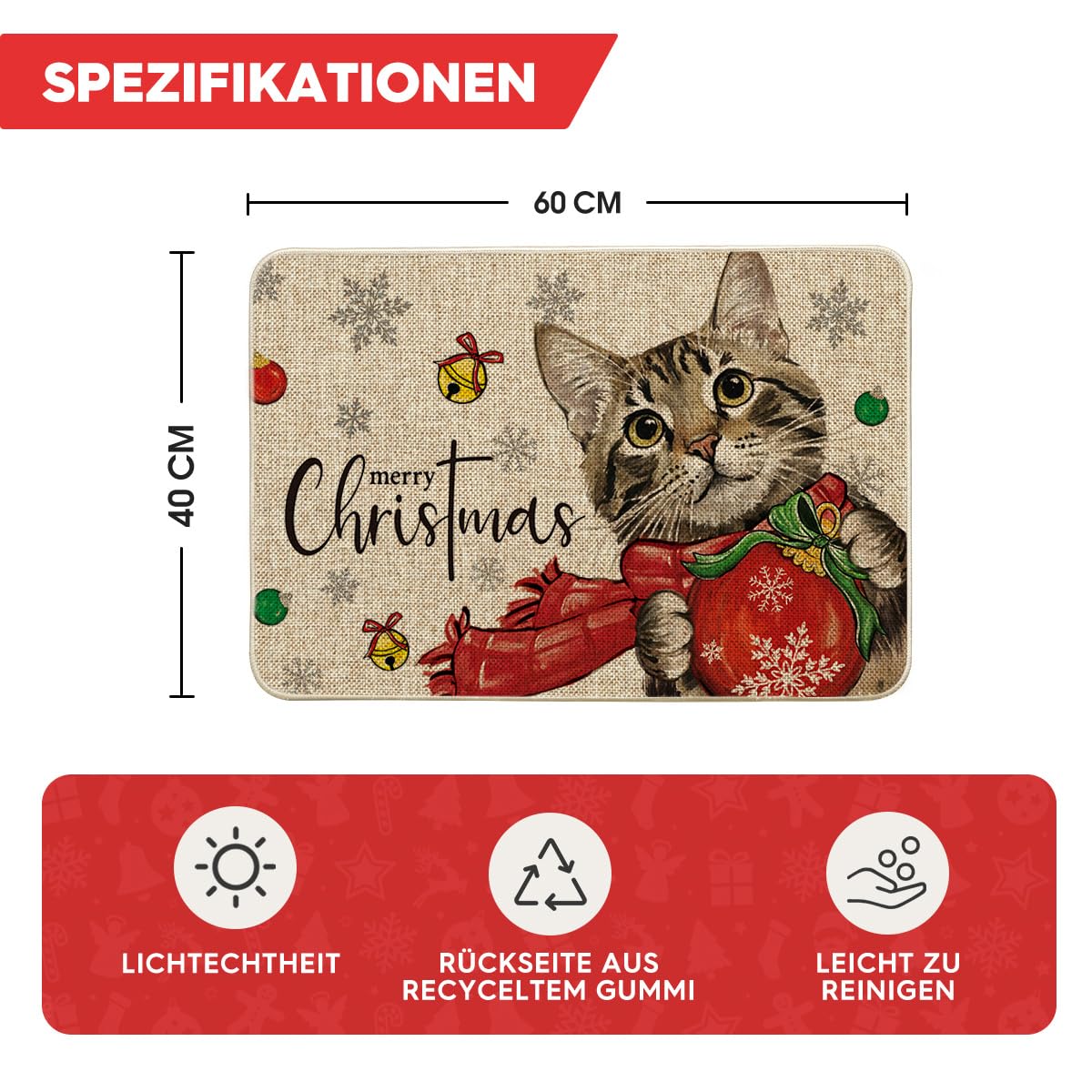 CAROMIO Deurmat indoor antislip kerst deurmat binnen en buiten vuilvangmat welkomstmatten kleine tapijten kerstdeur decoratie entree vloermat wit rendier 50 x 80 cm