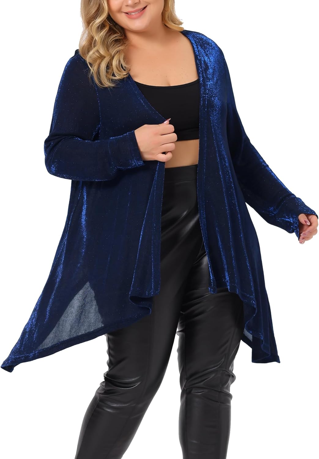 Agnes Orinda Plus Size Women Cardigan Open Front Long Sleeve Irregular Hem Lightweight Long Cardigans