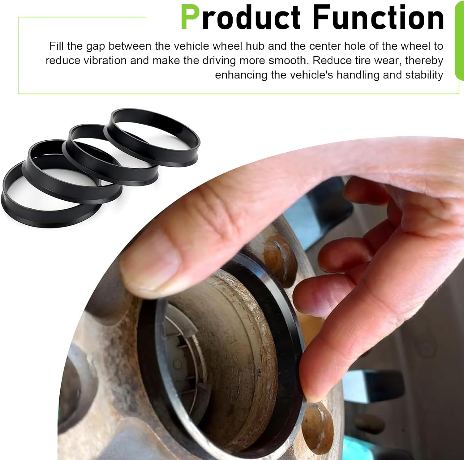 4 Pack Car Wheel Hub Center Ring, 73.1mmOD-60.1mmID Fill Gaps Adapter Ring, Plastic Eliminate Vibration Wheel Modification Accessories, Universal for Most Vehicles (Black)