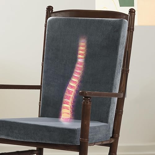 Miniatura 9 de HOMBYS Cojín de espuma para silla mecedora para interiores, cojín antideslizante extra grande con cojines de apoyo de respaldo alto, 2 correas