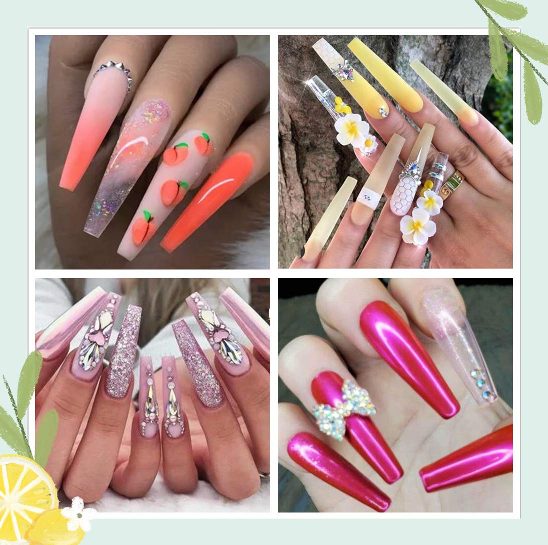 Vcedas 240PCS Extra Long Full Cover Nails XXL Coffin Tips Clear Long Ballerina False Nail Tips for DIY Finger with Box (240 Clear)