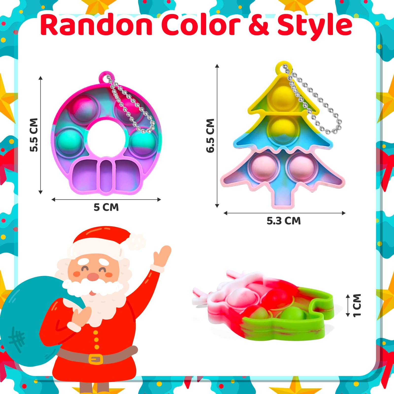 KIDRENFUN 30 PCS Christmas Decoration - Keyrings Stocking Fillers, Bulk Christmas Prize, Poppet Keyring Xmas Party Favours - Image 4