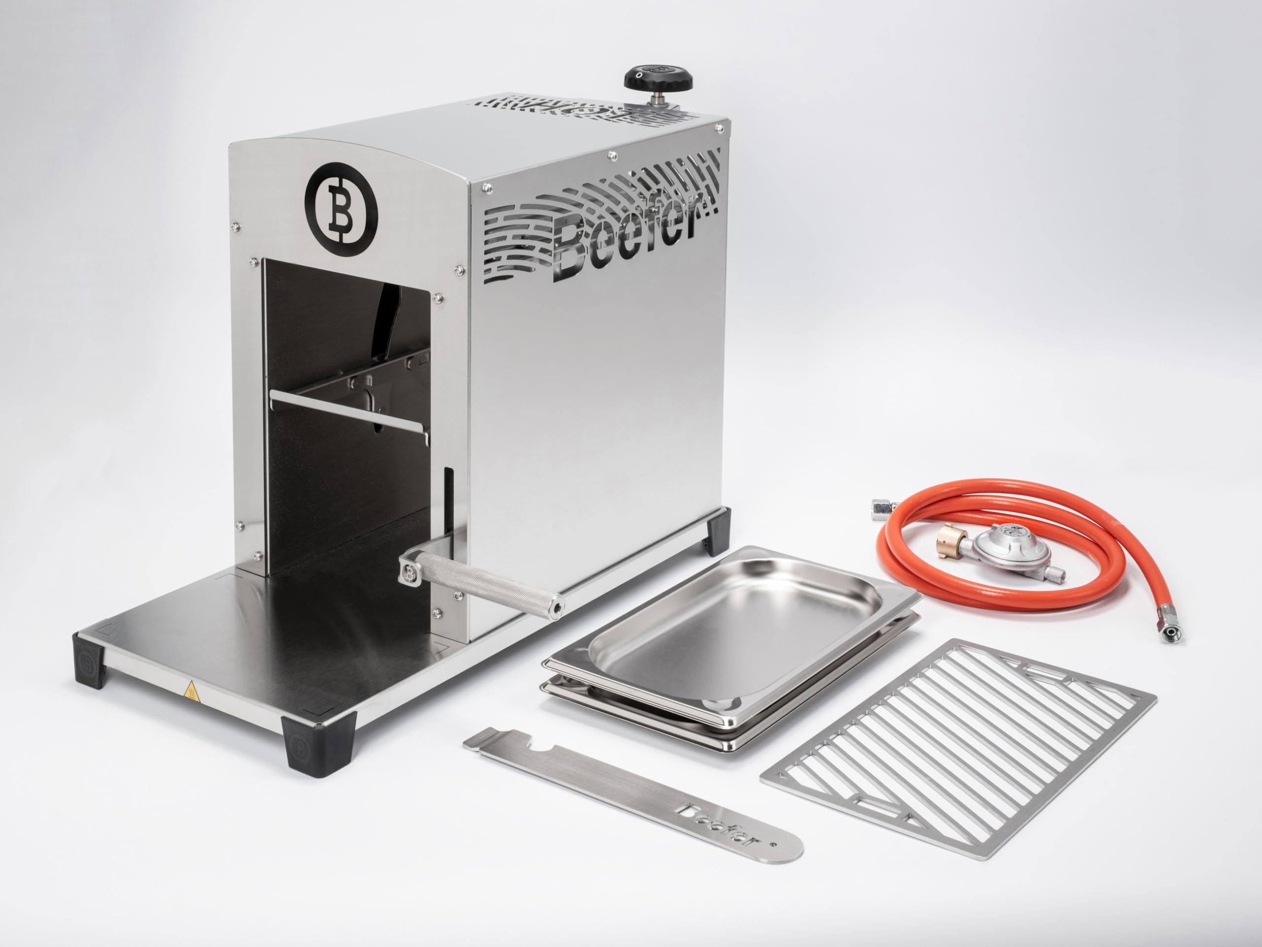 Beefer Pro II – Original Oberhitzegrill | 800 °C Keramikbrenner | Neue Brenner-Generation | Einhand-Höhenverstellung | System 800° | Edelstahl | EN16129 | 2,6 kW | 240 × 560 mm