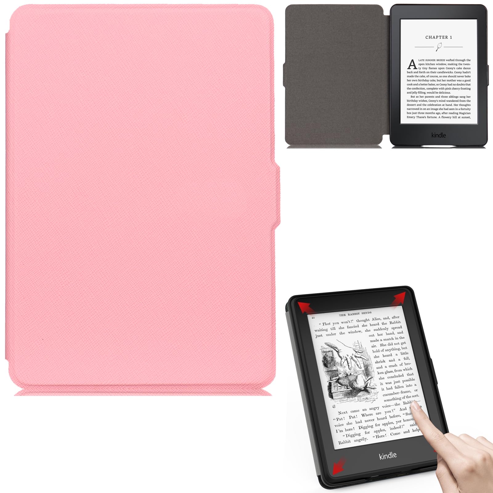 Kindle PaperWhite Case, Smart Case Thinnest and Lightest Leather Cover PU Leather Flip Magnetic Terse Series Flip Cover Leather Case For Kindle PaperWhite1 2 3 (Pink)-image-11