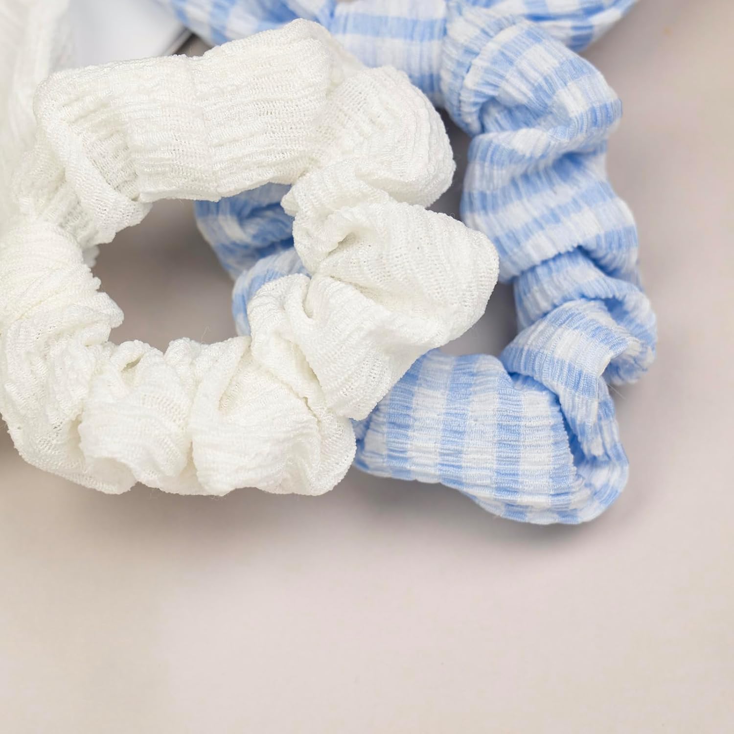 Bow Hair Ties for Women 2pc Blue White Hair Scarf Scrunchies Knotted Hair Ribbon Long Tail, Ponytail Holders Hair Scarf Accessories - Image 4