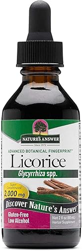 Nature's Answer Suplemento de raíz de regaliz 2000 mg 2oz Extracto bajo en alcohol  Apoya la digestión  Promueve la función respiratoria