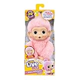 Little Live Pets Baby Monkey Minis – Luna Lemon. Interactive Pet Toy. 20+ Sounds & Reactions. Soft Pink Fur. 7.4